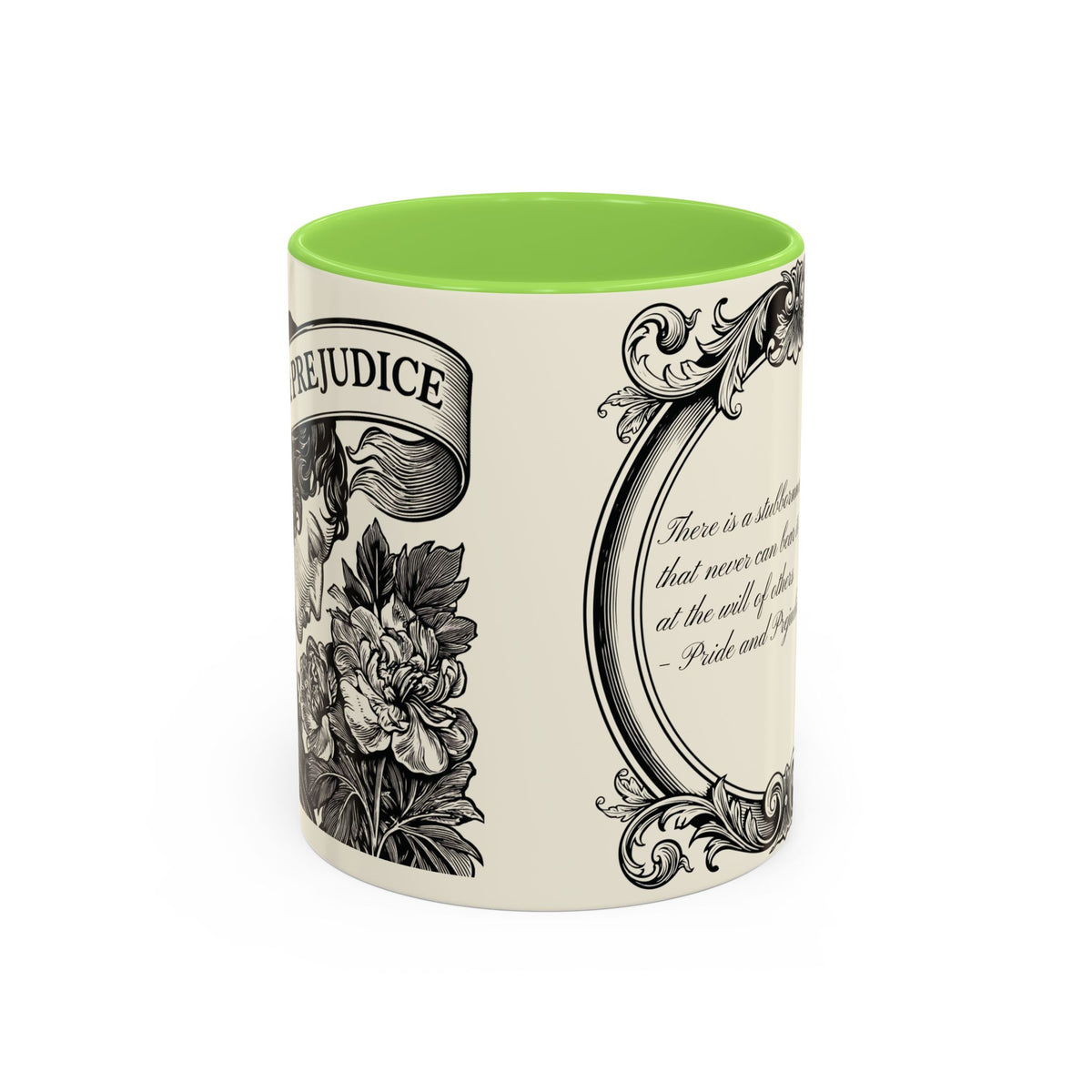 Quote from Pride & Prejudice Vintage Floral Mug — “Pride & Prejudice” Ceramic Book Lover Mug (11oz/15oz)