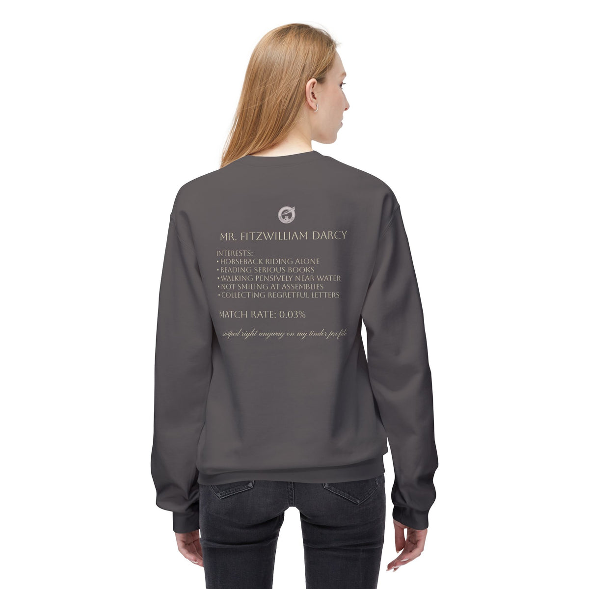 Mr. Darcy Crewneck Sweatshirt — "Mr. Darcy at Pemberley" Classic Jane Austen Sweatshirt