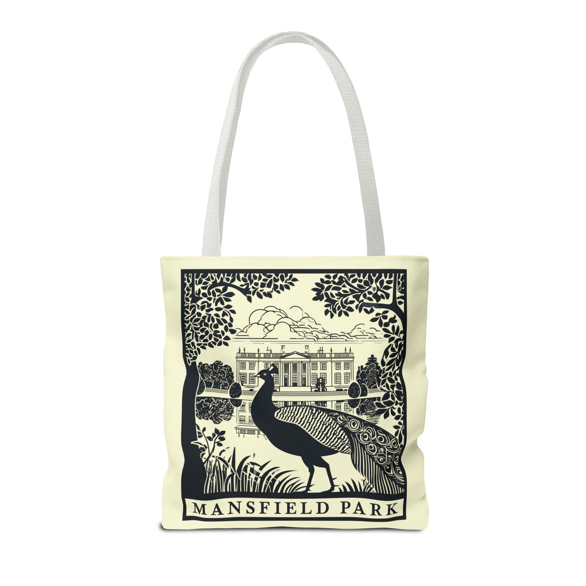 Mansfield Park Illustrated Tote — Vintage Estate Peacock Tote Bag