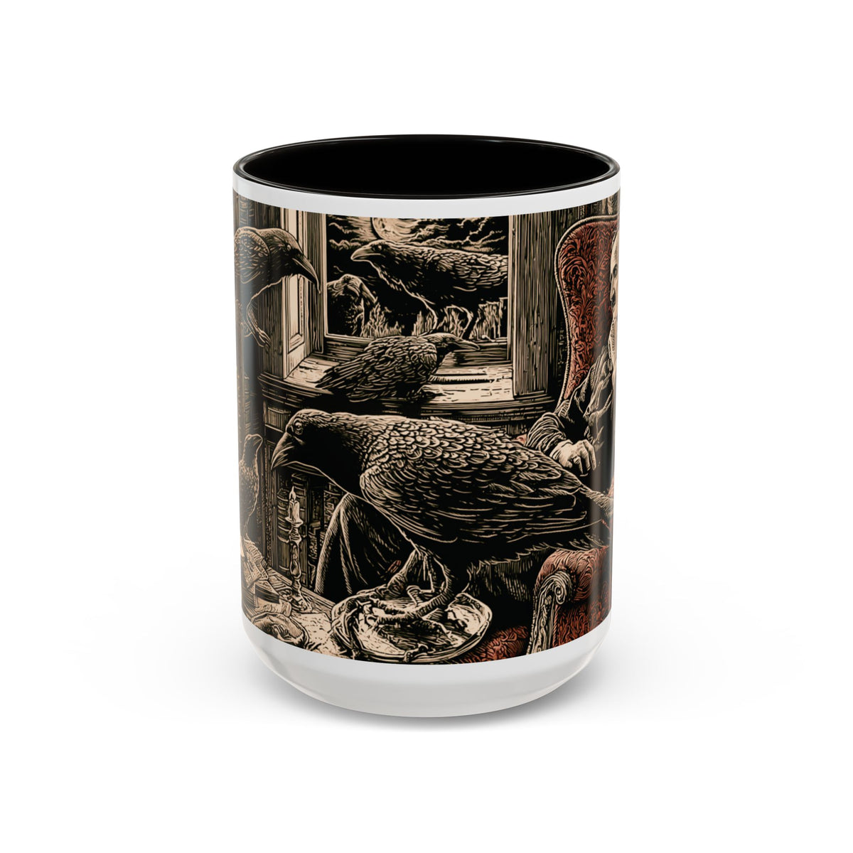 Edgar Allan Poe Raven Portrait Mug | Ceramic Coffee Cup