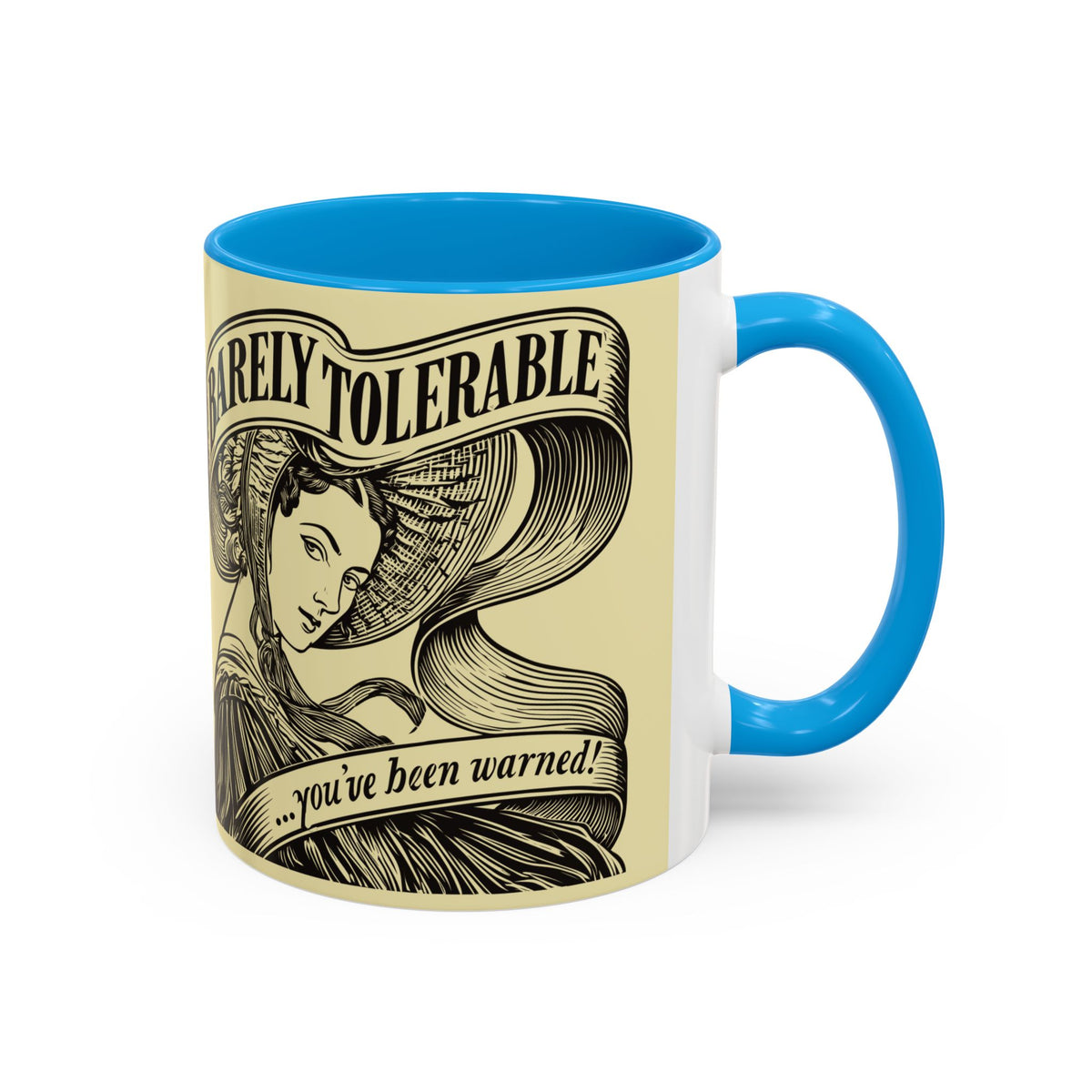 Vintage 'Barely Tolerable' Illustration Coffee Mug (11oz/15oz)