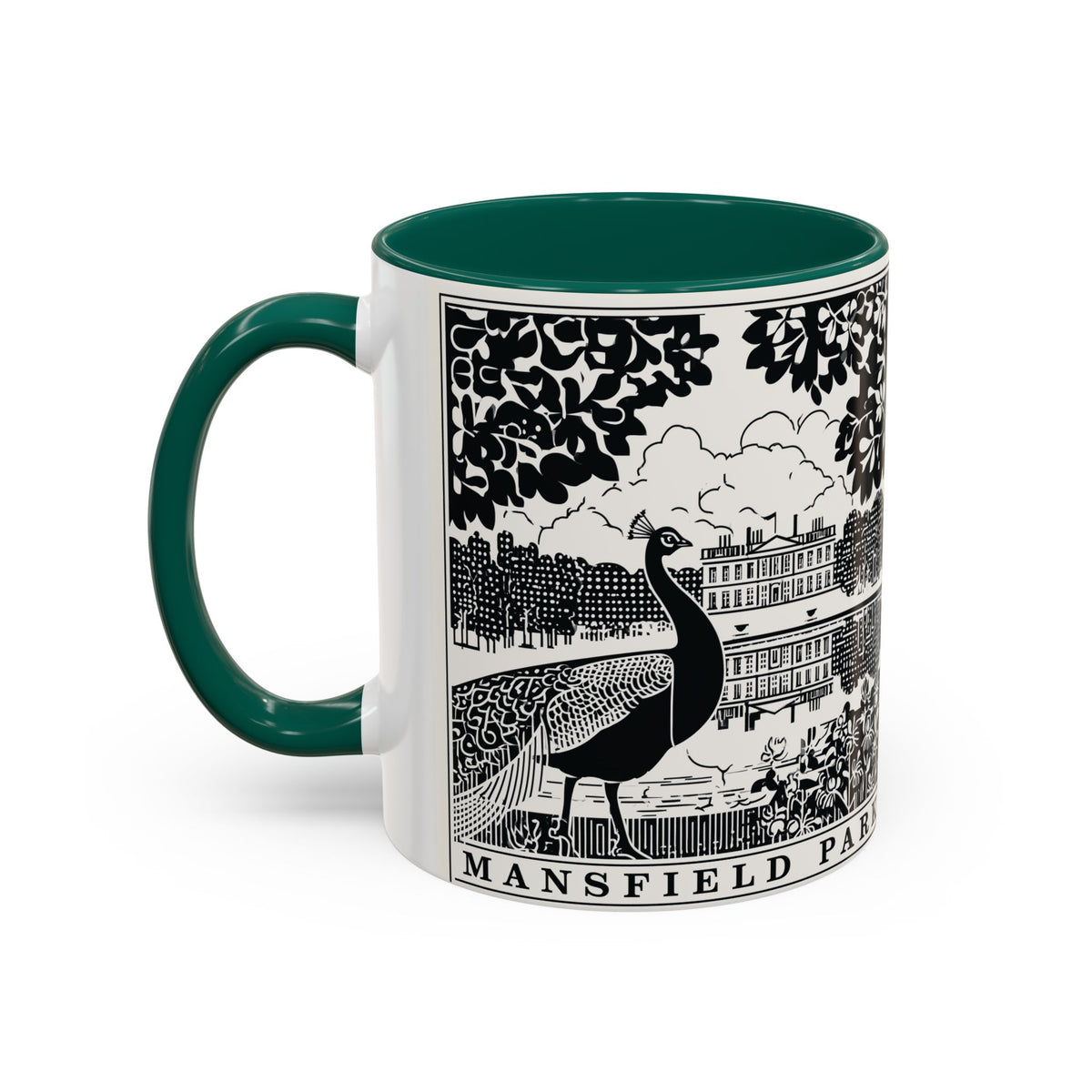 Mansfield Park Peacock Illustration Mug | Vintage Etching Wraparound