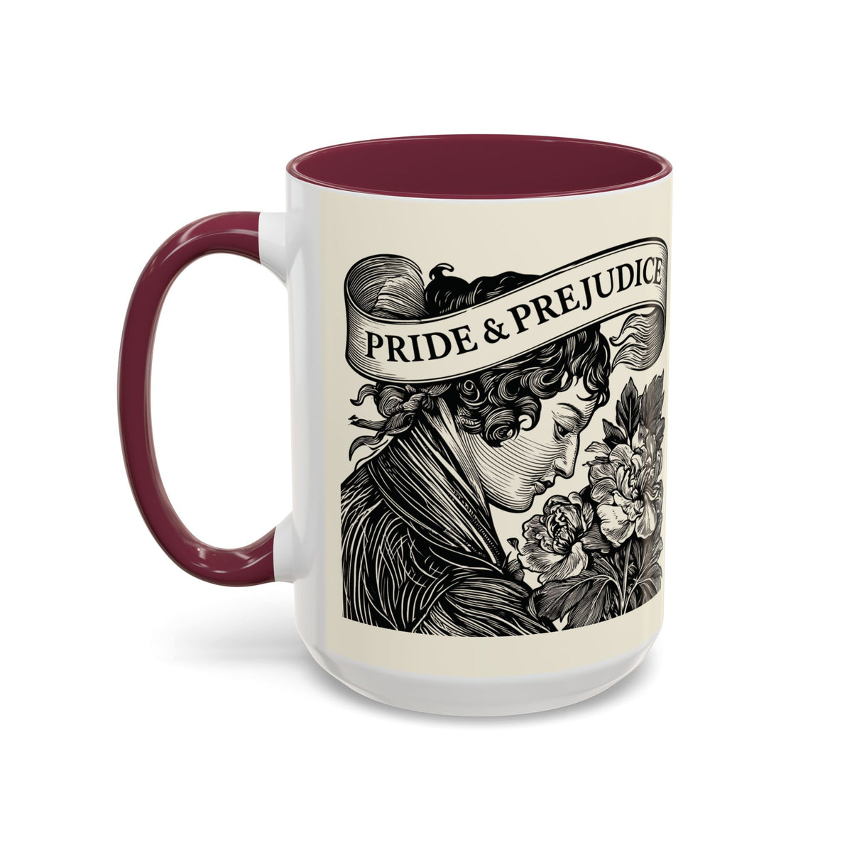 Quote from Pride & Prejudice Vintage Floral Mug — “Pride & Prejudice” Ceramic Book Lover Mug (11oz/15oz)