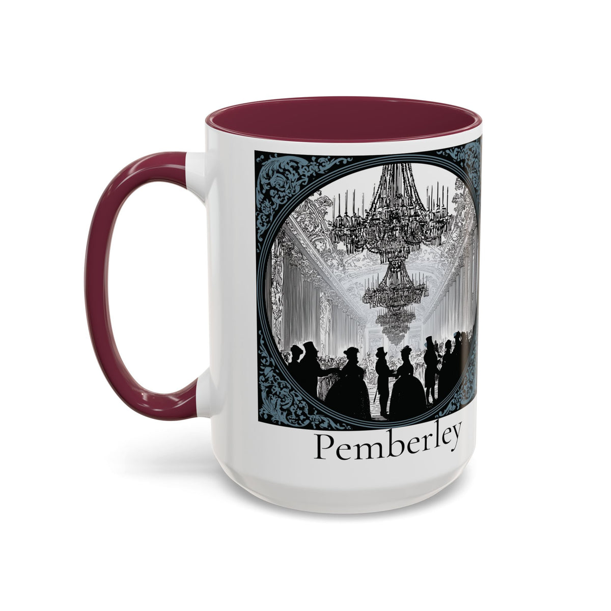Pemberley Ballroom Illustration Mug | Color Accent Ceramic Mug
