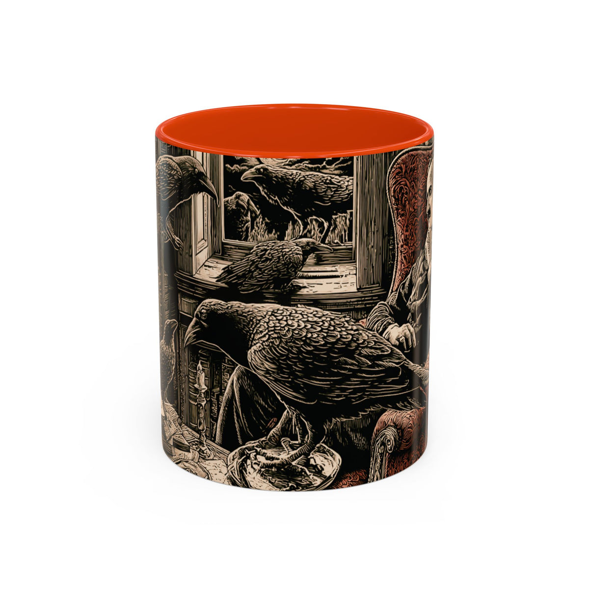 Edgar Allan Poe Raven Portrait Mug | Ceramic Coffee Cup