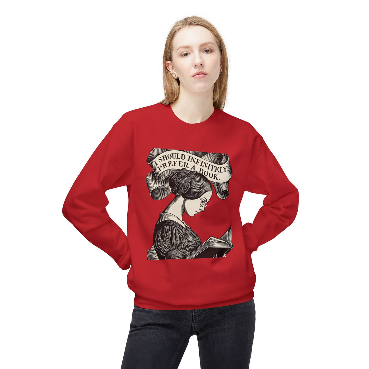 Book Lover Sweatshirt — "I Should Infinitely Prefer a Book" Vintage Reading Crewneck