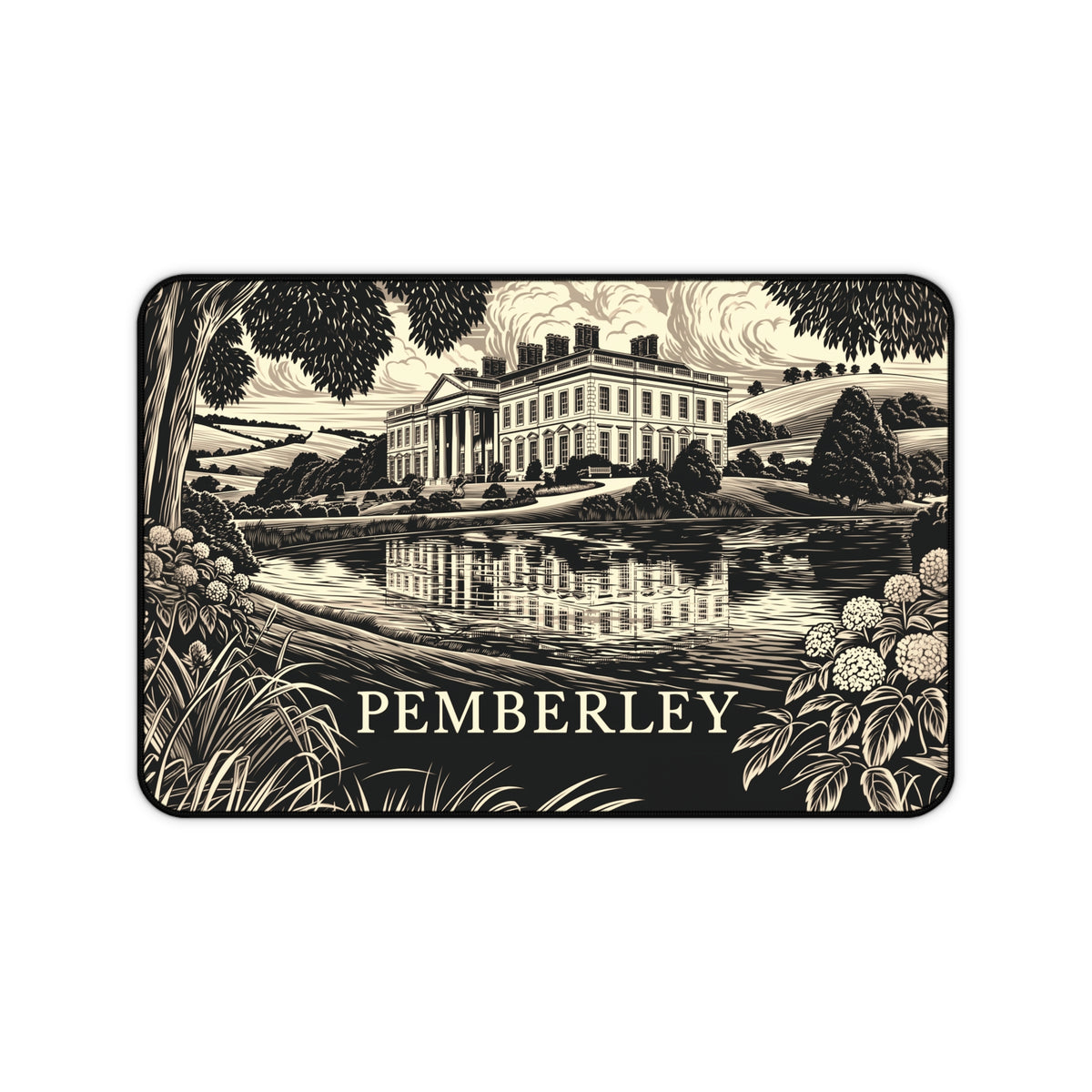 Pemberley Estate Illustration Desk Mat | Regency Manor Landscape