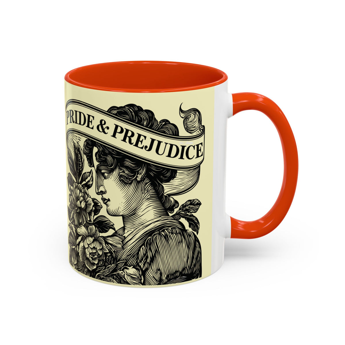 Pride & Prejudice Vintage Floral Mug — “Pride & Prejudice” Ceramic Book Lover Mug (11oz/15oz)