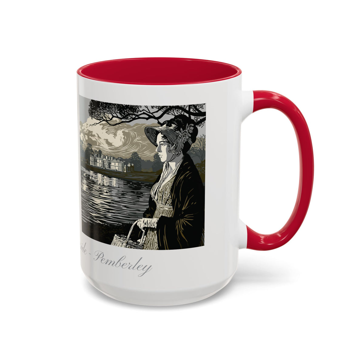 'Strolling Pemberley' Ceramic Coffee Cup — Vintage Regency Silhouette Mug