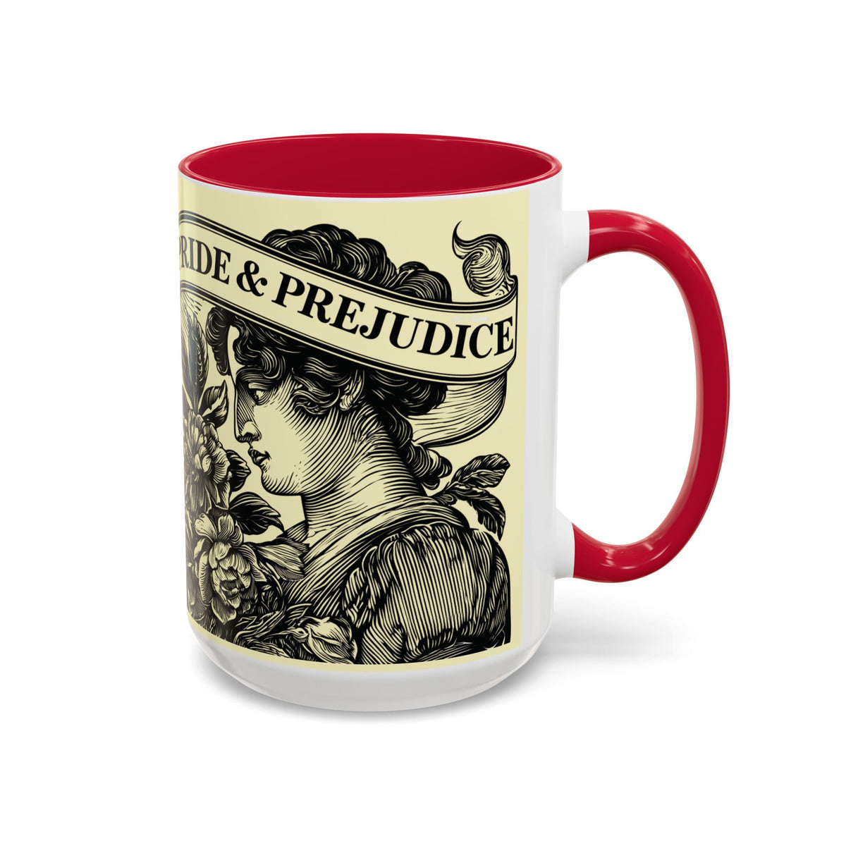 Pride & Prejudice Vintage Floral Mug — “Pride & Prejudice” Ceramic Book Lover Mug (11oz/15oz)