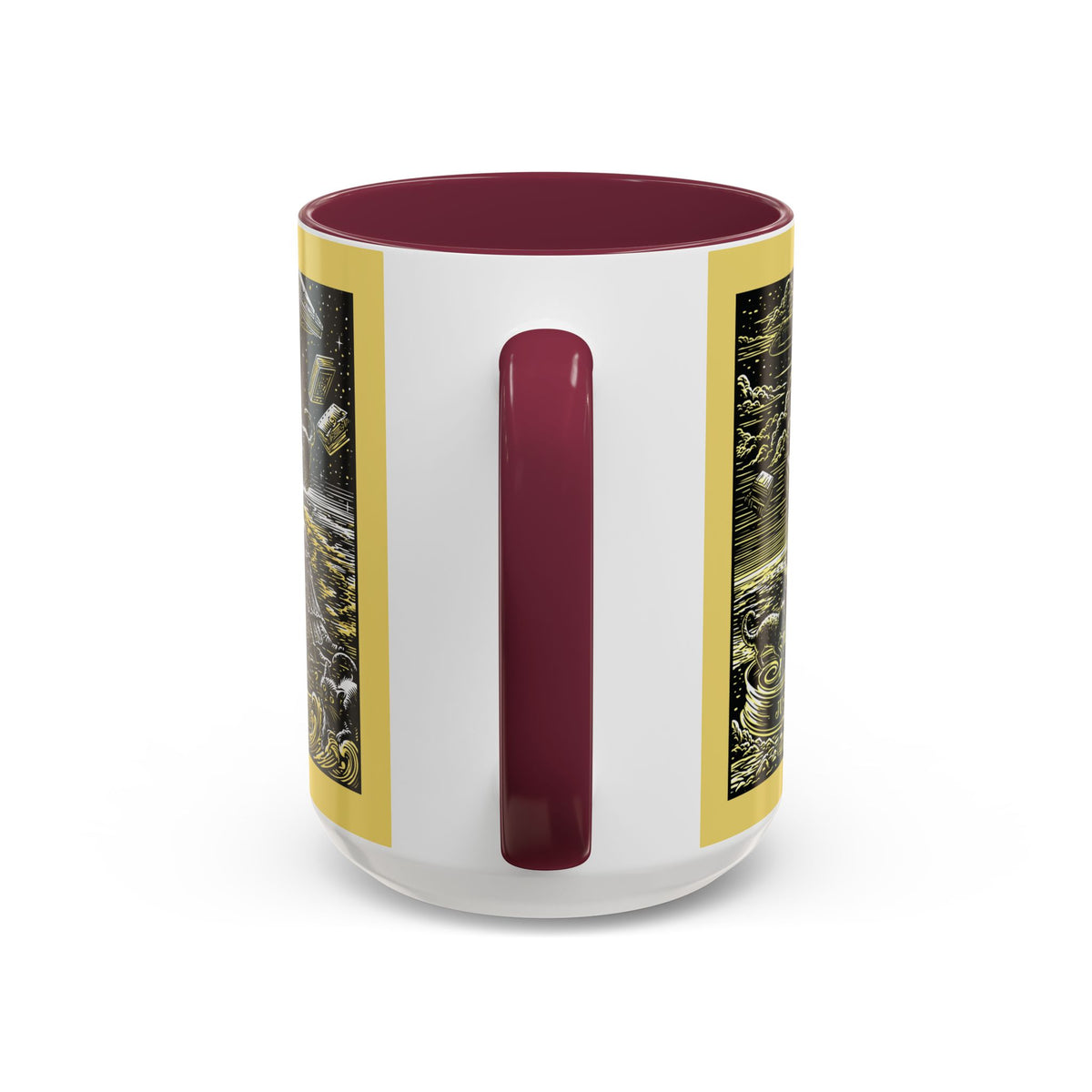 "Just One More Chapter" Under UFO Illustration Mug | Color Accent Coffee Cup