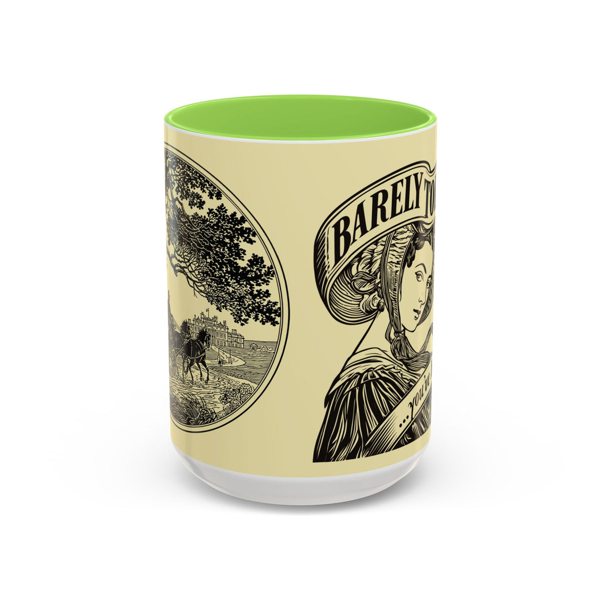 Vintage 'Barely Tolerable' Illustration Coffee Mug (11oz/15oz)