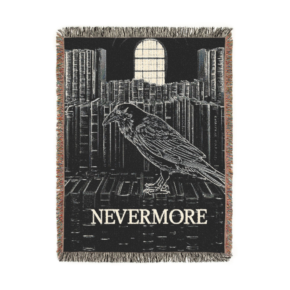 Nevermore Raven Woven Blanket | Gothic Poe Throw, Literary Decor