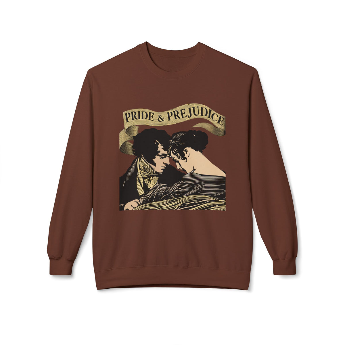 Sepia Toned Pride & Prejudice Crewneck Sweatshirt — Vintage Romance Literary Pullover