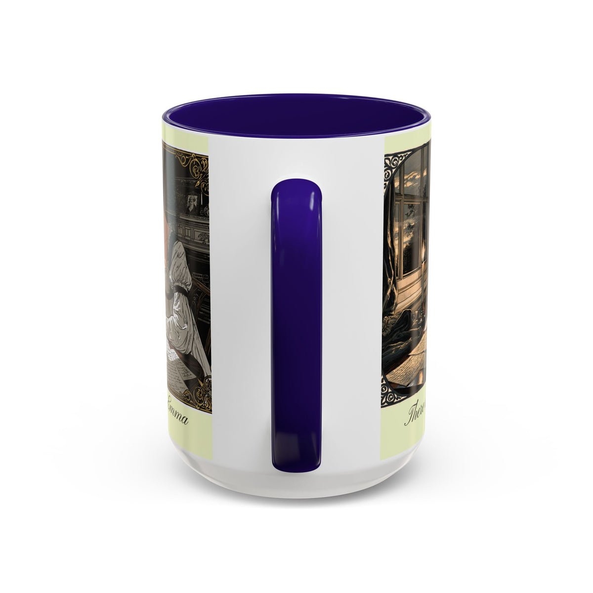 Regency Tea Quote Mug — 'Young Jane Austen Writing at Her Desk' Ceramic Coffee & Tea Cup (11oz/15oz)