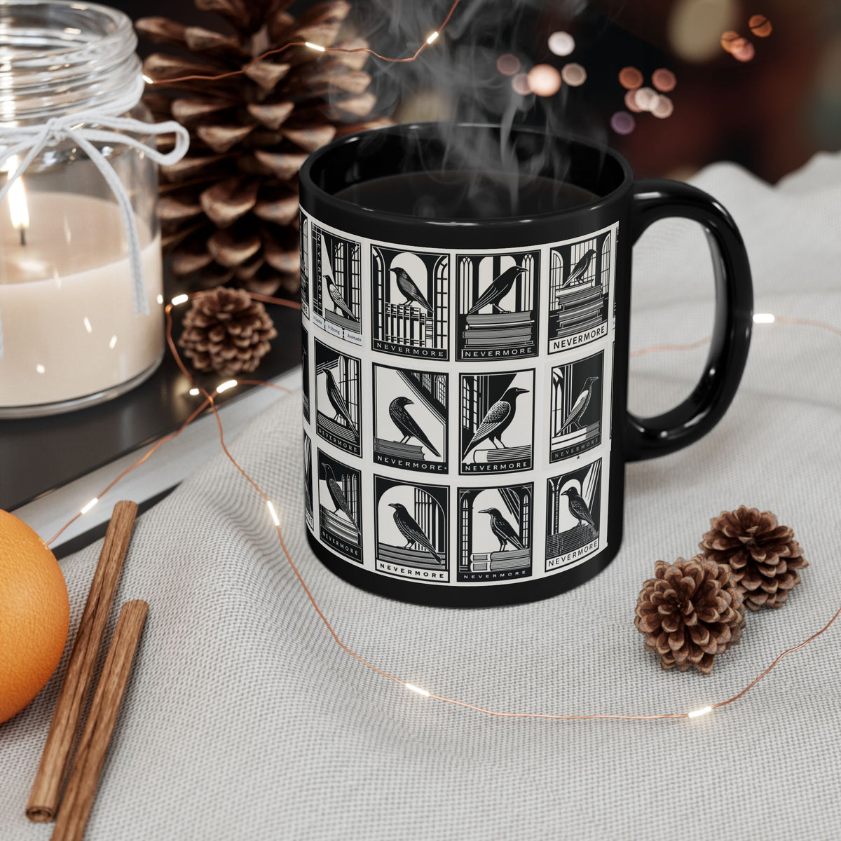 Nevermore Raven Tiles mug | Black Mug