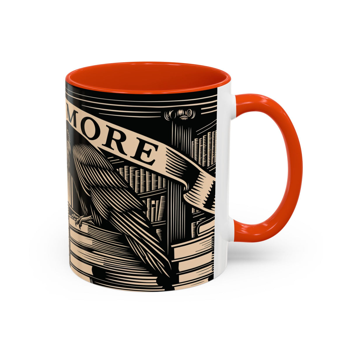 x Nevermore Raven woodcut illustration Mug | Edgar Allan Poe inspired
