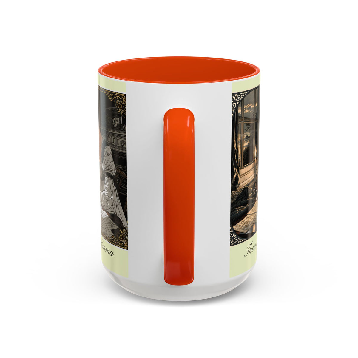 Regency Tea Quote Mug — 'Young Jane Austen Writing at Her Desk' Ceramic Coffee & Tea Cup (11oz/15oz)