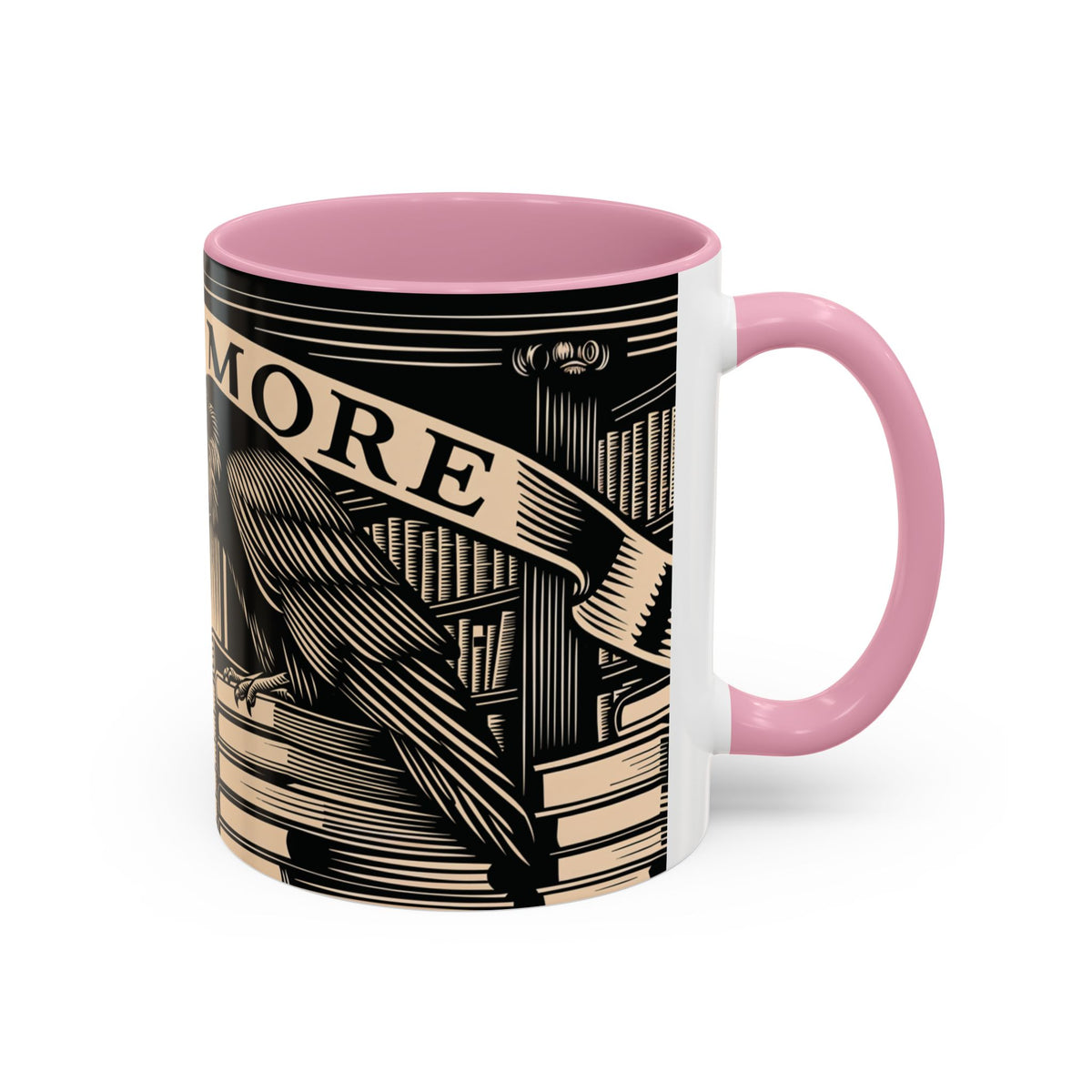 x Nevermore Raven woodcut illustration Mug | Edgar Allan Poe inspired