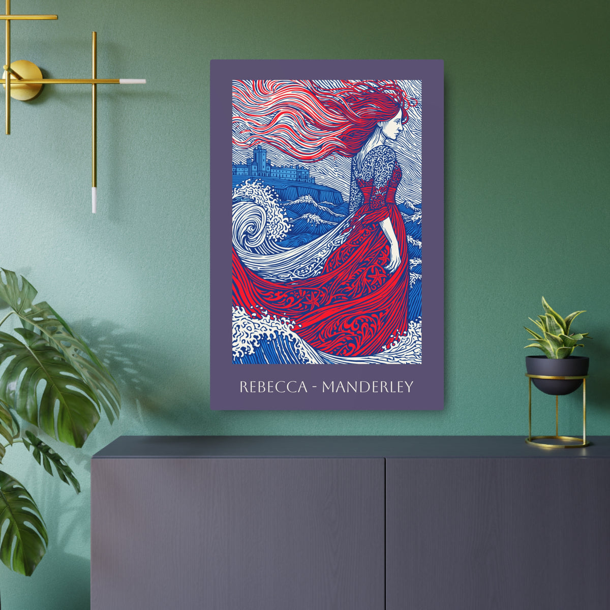 Rebecca at Manderley Metal Art Sign — Gothic Coastal Illustration Wall Plaque