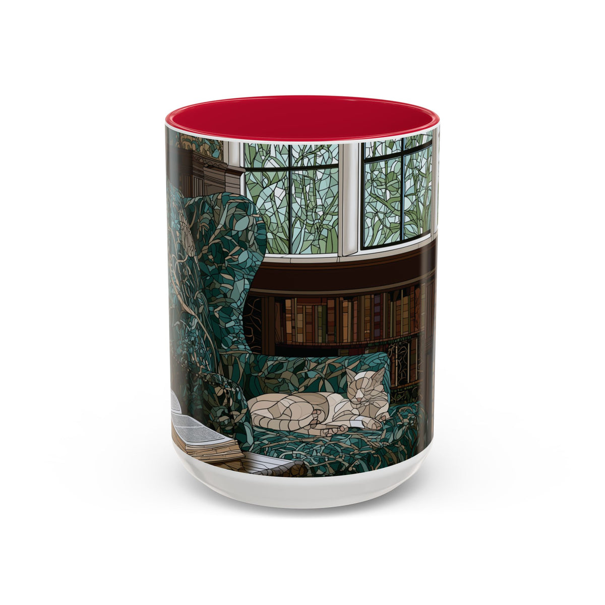 Cozy Reading Nook Cat Mug | Ceramic Coffee Cup 11oz 15oz