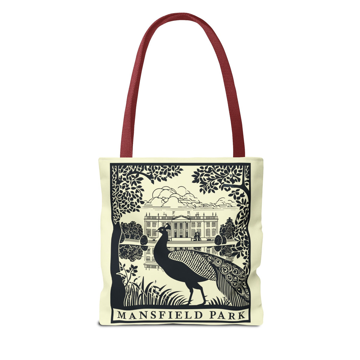 Mansfield Park Illustrated Tote — Vintage Estate Peacock Tote Bag