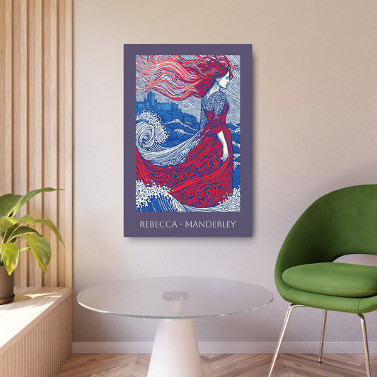 Rebecca at Manderley Metal Art Sign — Gothic Coastal Illustration Wall Plaque