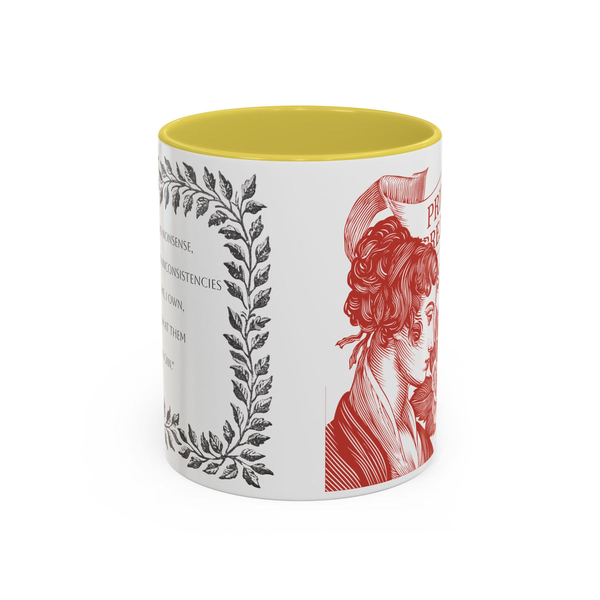 "...follies and nonsense" Elizabeth Bennet Quote  —  Pride & Prejudice Floral Mug (11oz/15oz)