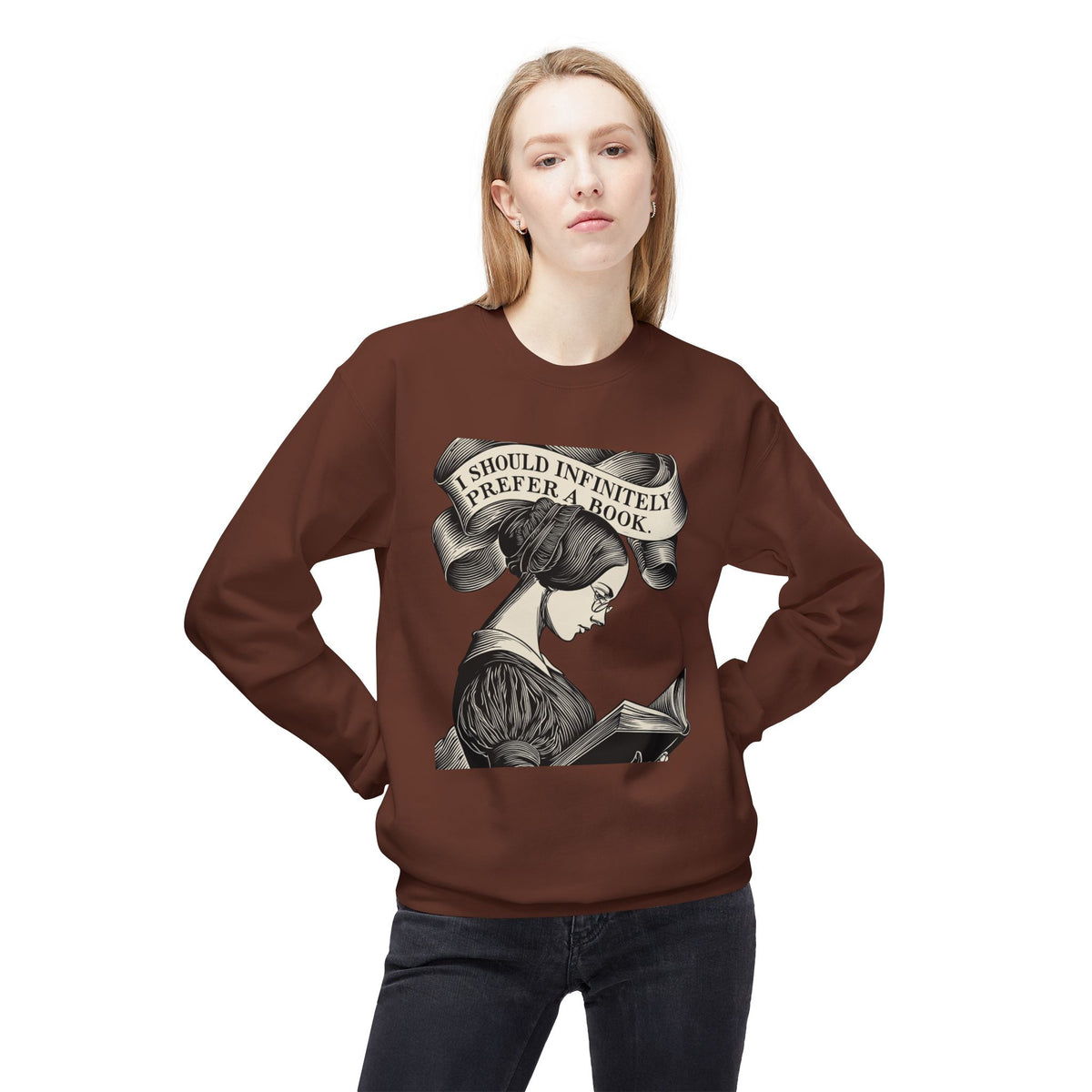 Book Lover Sweatshirt — "I Should Infinitely Prefer a Book" Vintage Reading Crewneck