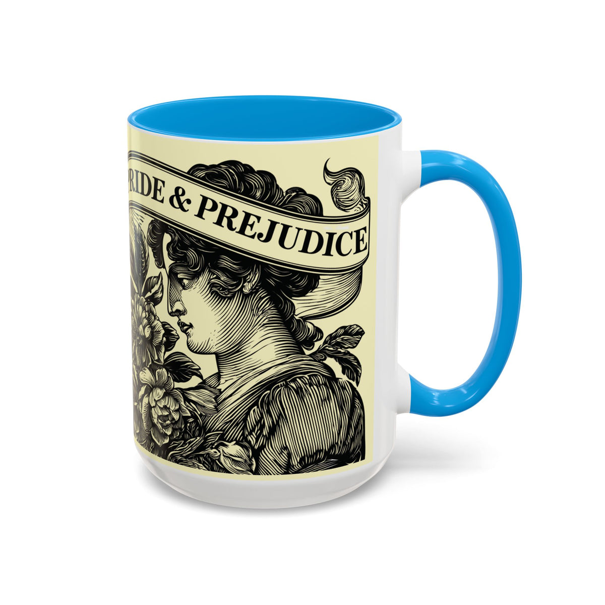 Pride & Prejudice Vintage Floral Mug — “Pride & Prejudice” Ceramic Book Lover Mug (11oz/15oz)