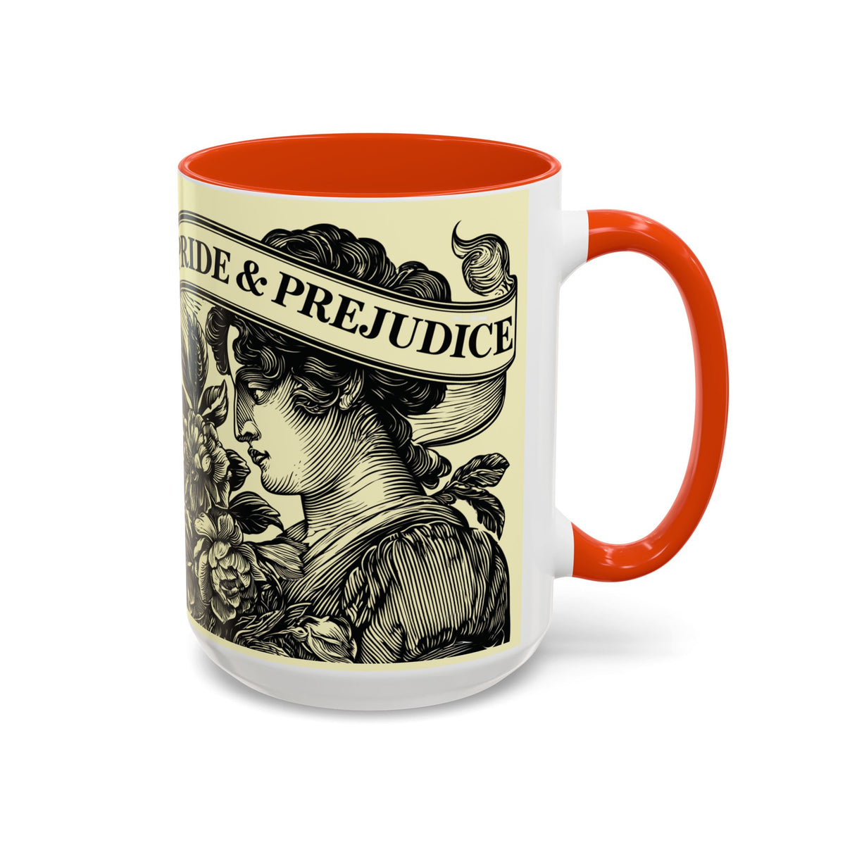 Pride & Prejudice Vintage Floral Mug — “Pride & Prejudice” Ceramic Book Lover Mug (11oz/15oz)