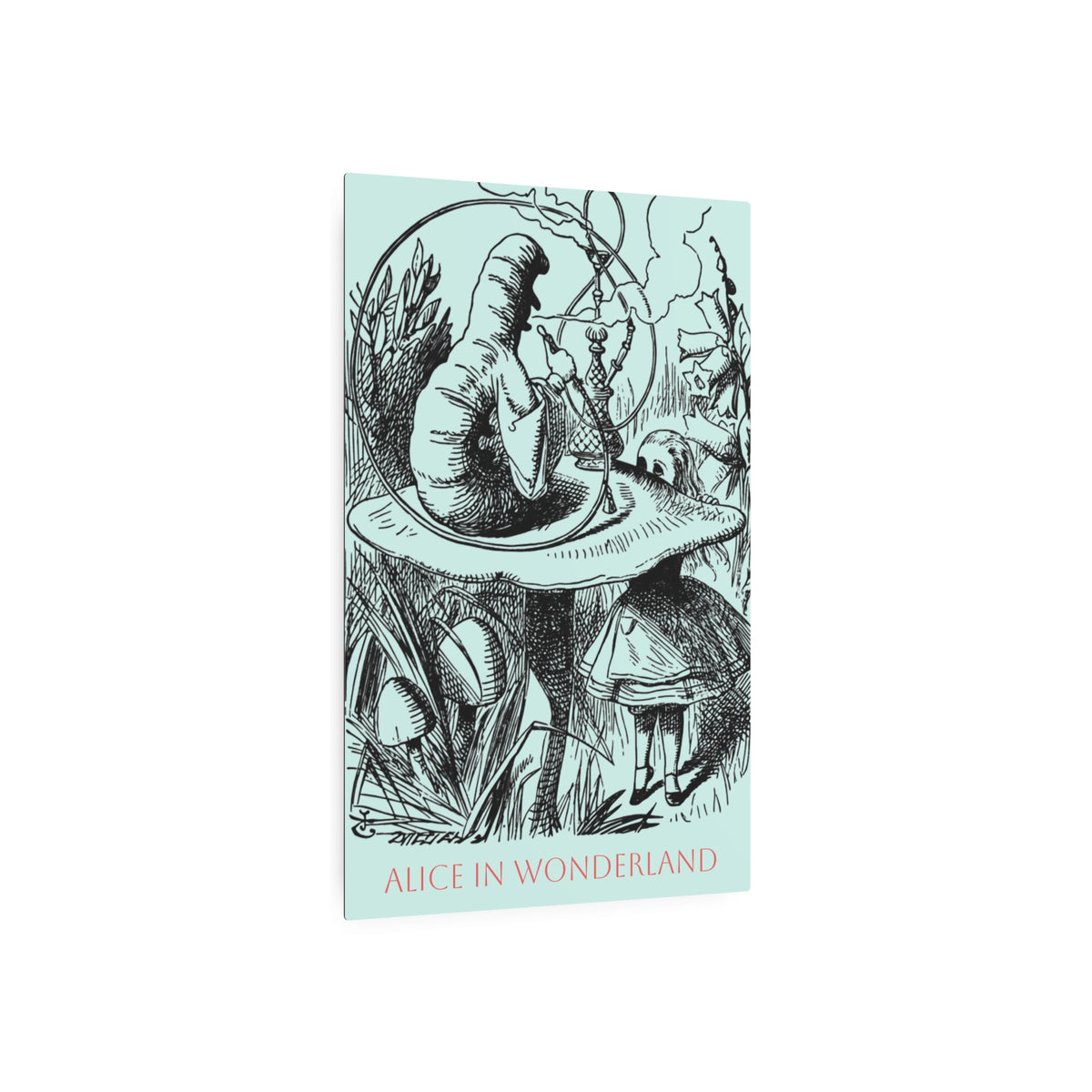 Caterpillar Smoking on Mushroom Alice in Wonderland Metal Art Print —  Vintage Illustration Wall Plaque
