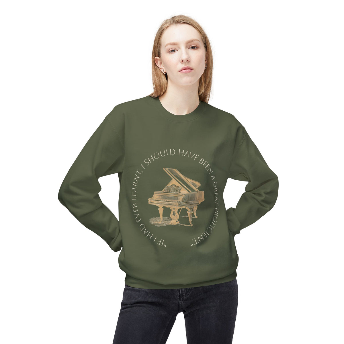 Pianoforte Comfort Sweatshirt — 'I Should Have Been a Great Proficient' Graphic Crewneck