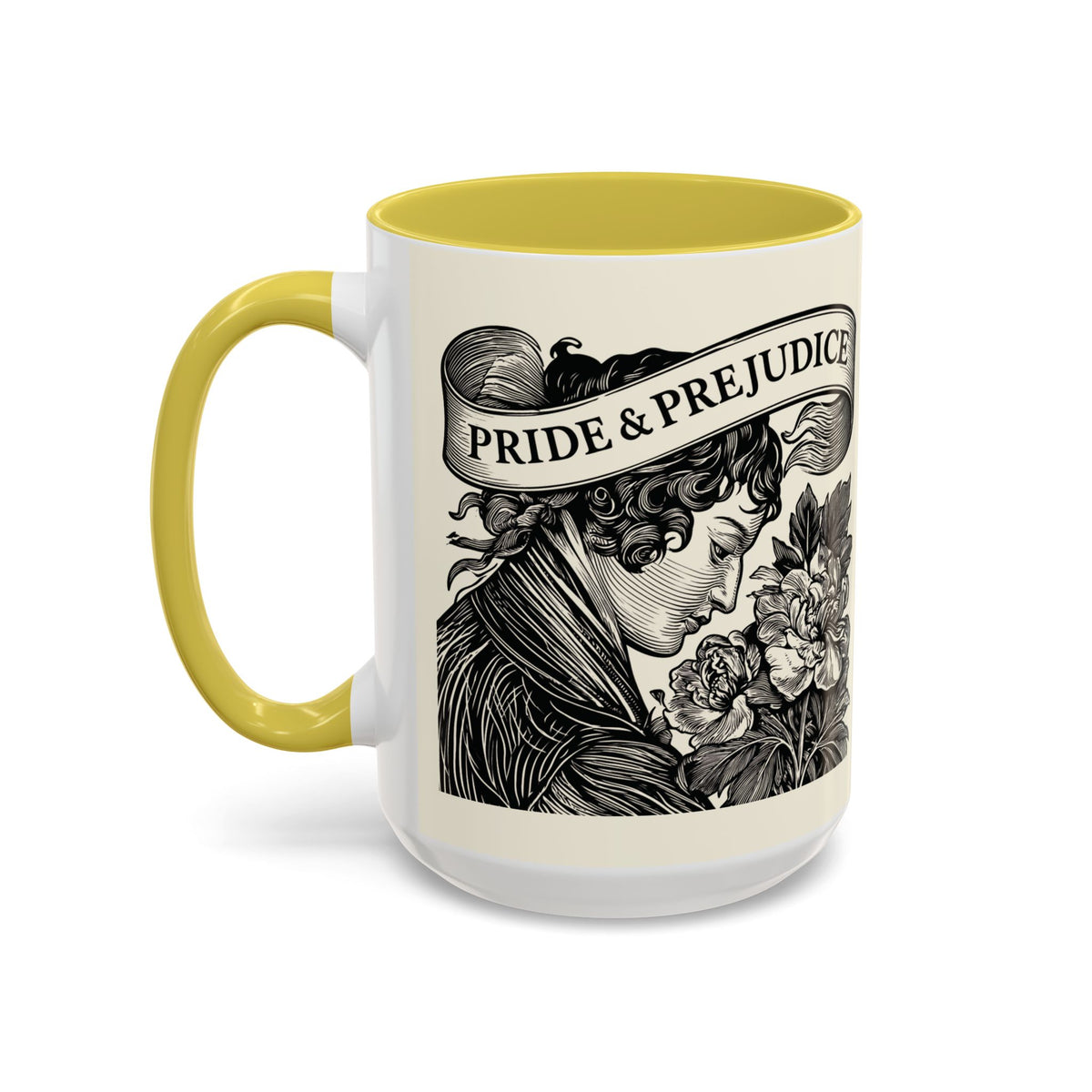 Quote from Pride & Prejudice Vintage Floral Mug — “Pride & Prejudice” Ceramic Book Lover Mug (11oz/15oz)