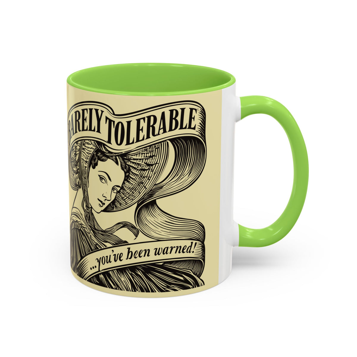 Vintage 'Barely Tolerable' Illustration Coffee Mug (11oz/15oz)