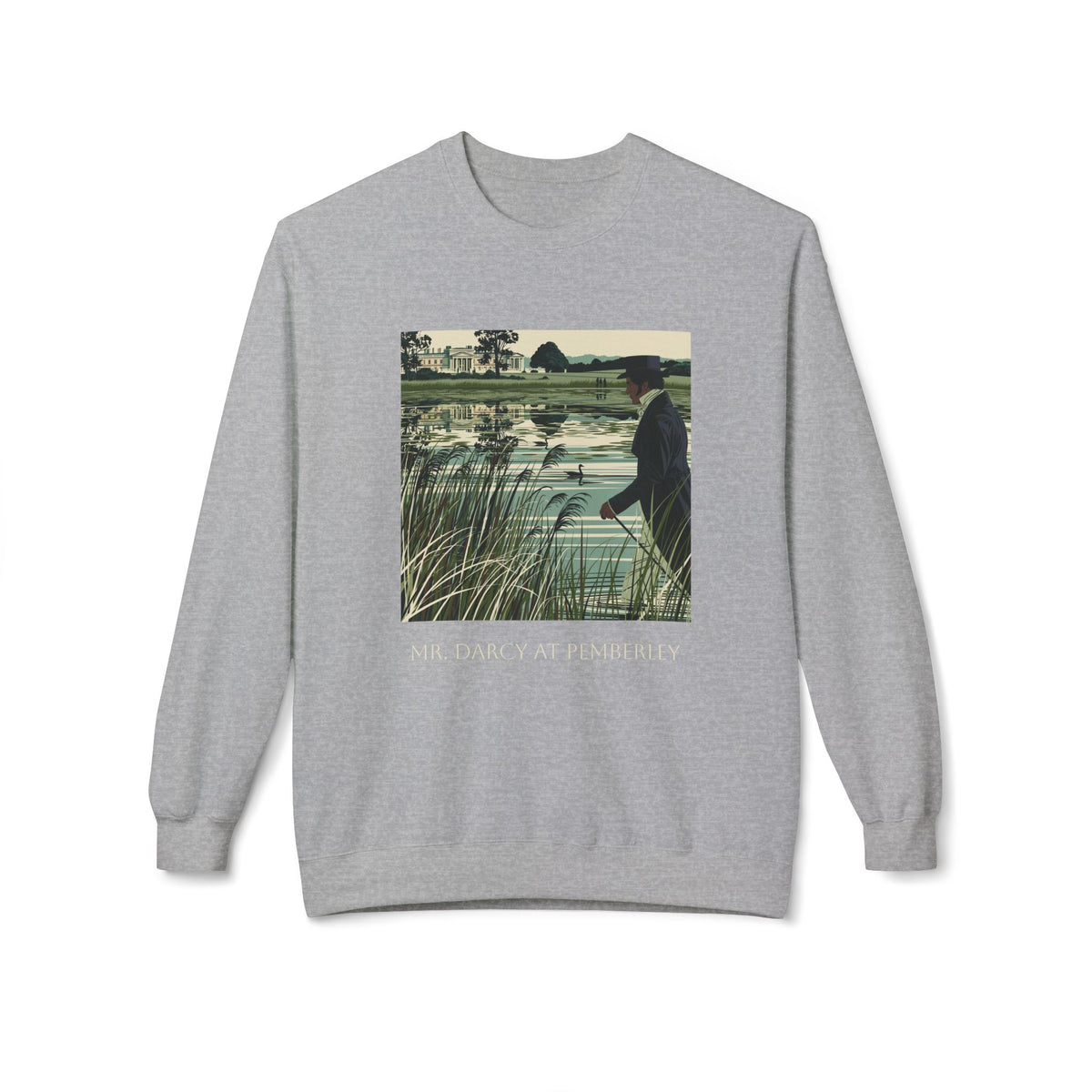 Mr. Darcy Crewneck Sweatshirt — "Mr. Darcy at Pemberley" Classic Jane Austen Sweatshirt