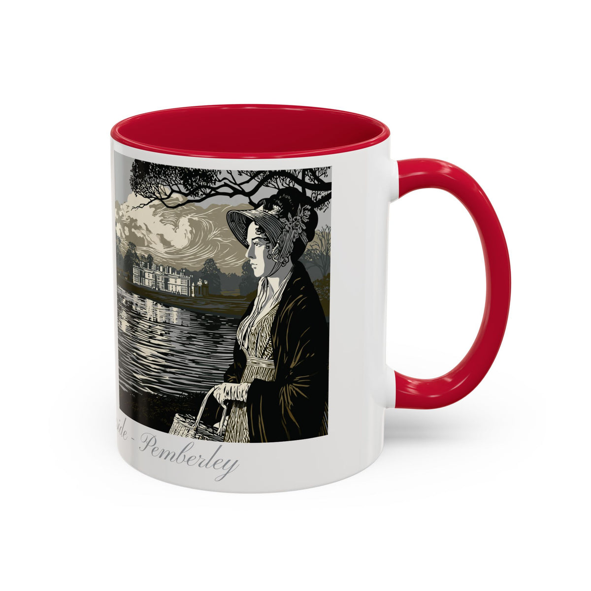'Strolling Pemberley' Ceramic Coffee Cup — Vintage Regency Silhouette Mug