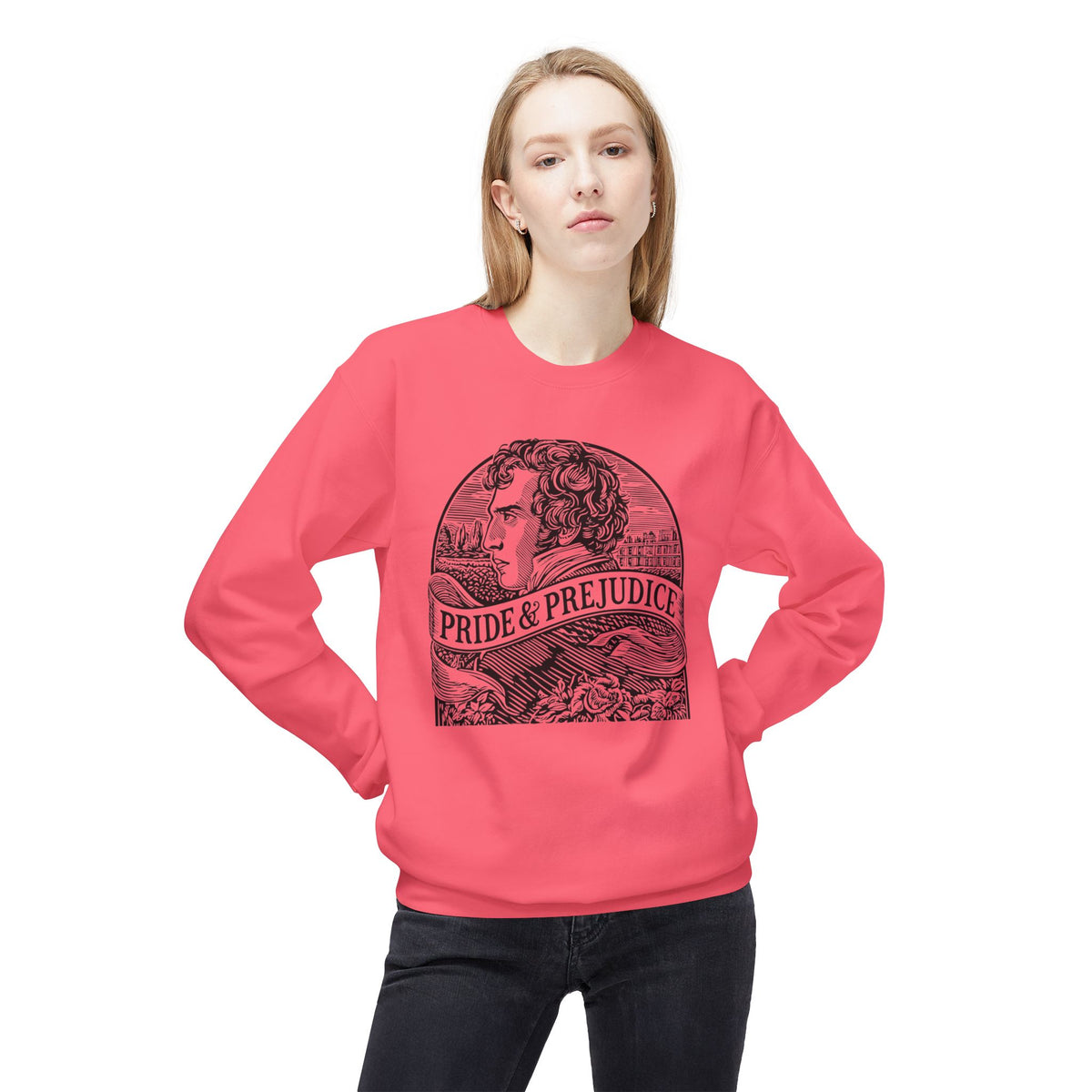 Pride & Prejudice Literary Crewneck Sweatshirt — "Swiped Right" Back