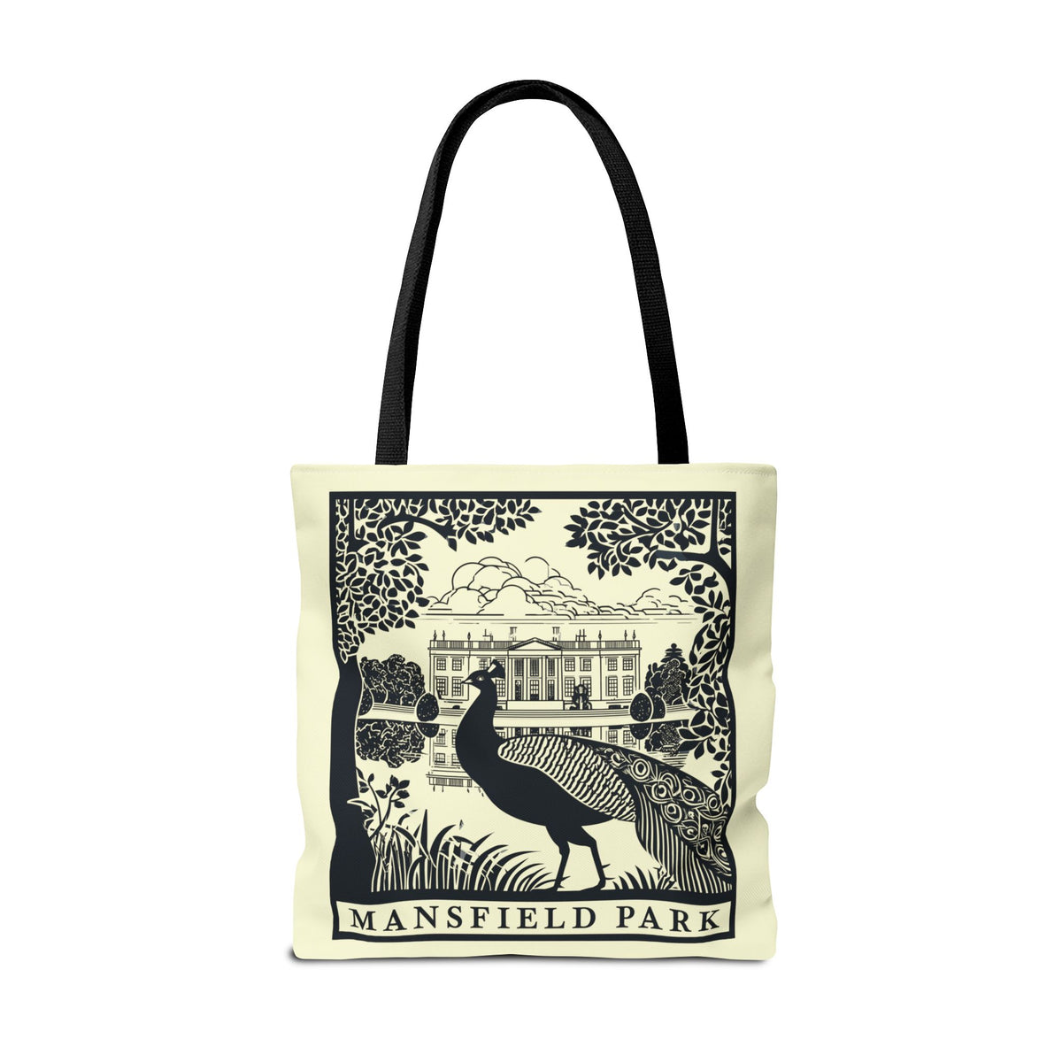 Mansfield Park Illustrated Tote — Vintage Estate Peacock Tote Bag
