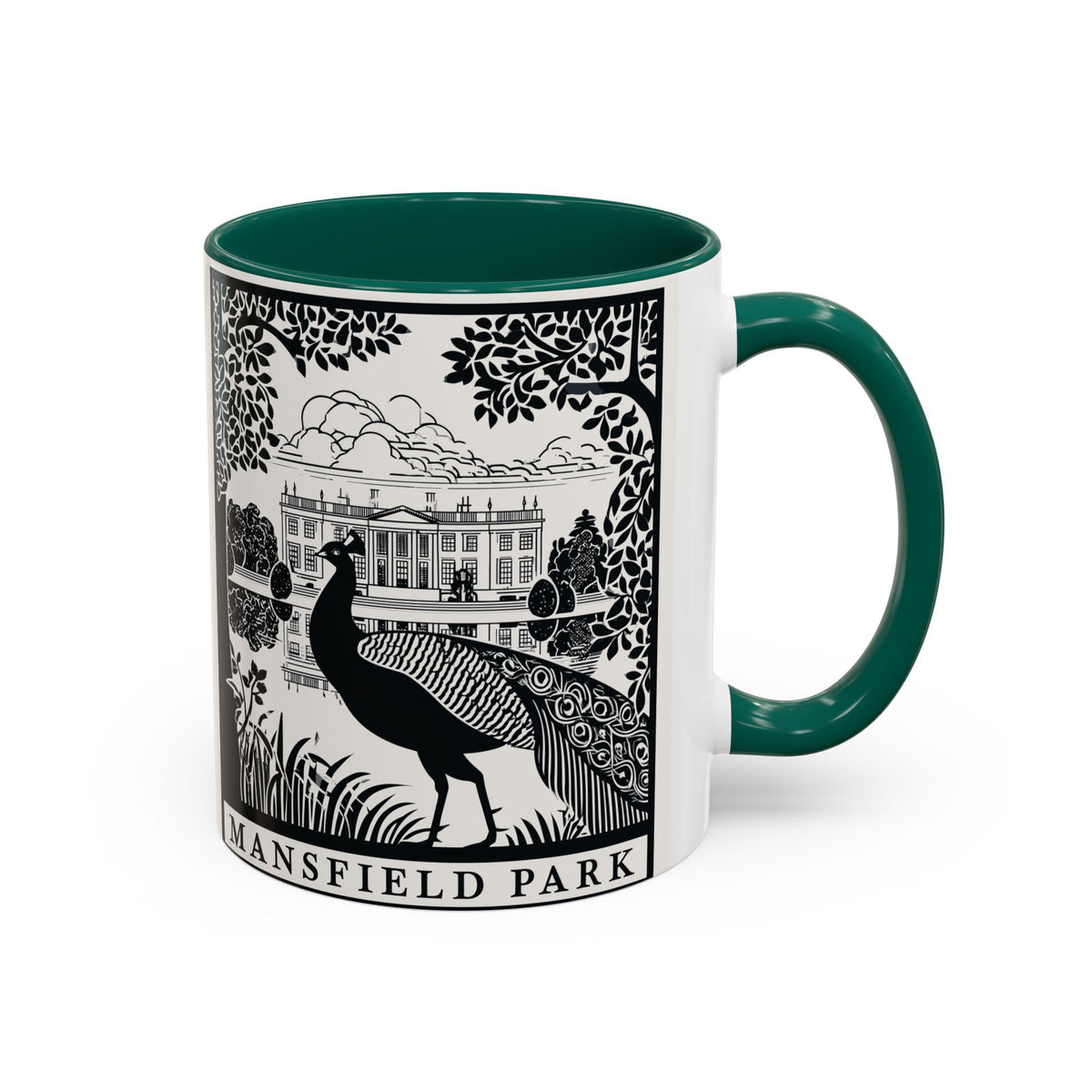 Mansfield Park Peacock Illustration Mug | Vintage Etching Wraparound