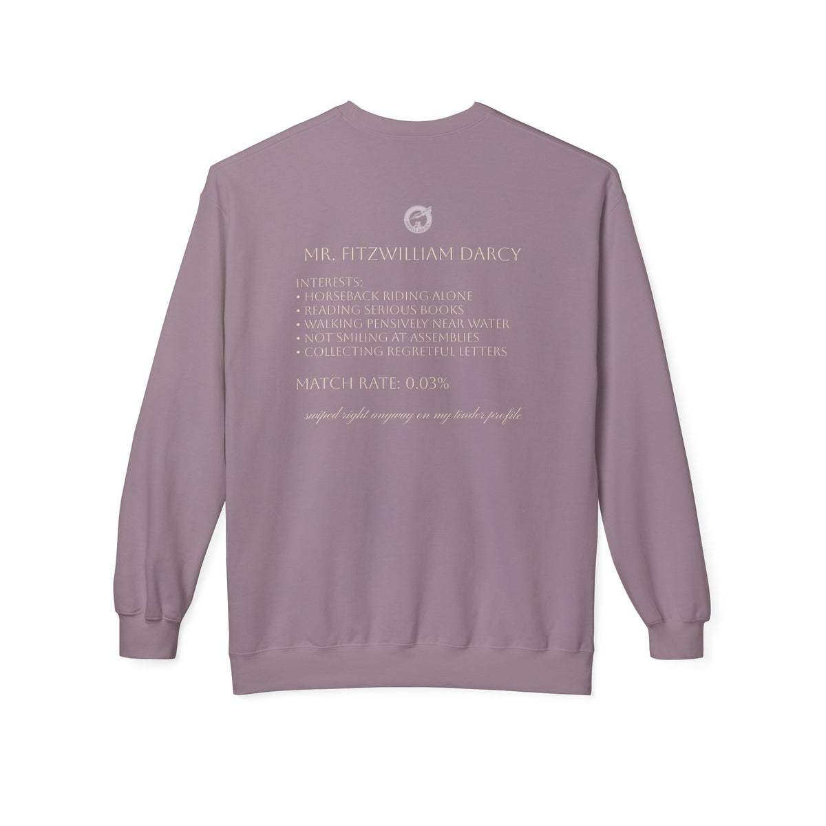 Mr. Darcy Crewneck Sweatshirt — "Mr. Darcy at Pemberley" Classic Jane Austen Sweatshirt