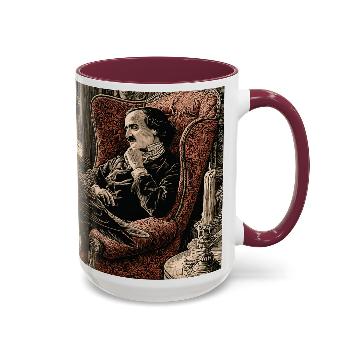 Edgar Allan Poe Raven Portrait Mug | Ceramic Coffee Cup