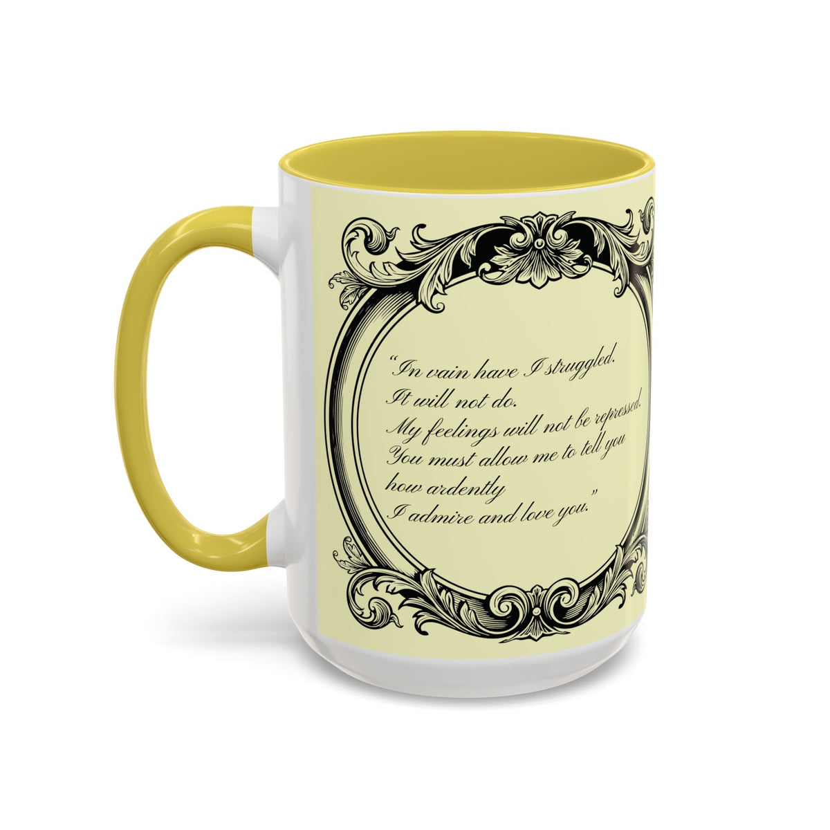 Pride & Prejudice Vintage Illustration Ceramic Mug — Mr. Darcy at Pemberley with Quote (11oz/15oz)