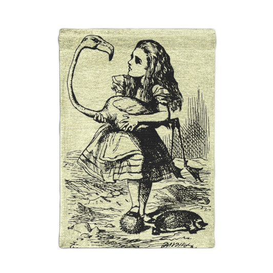 Alice in Wonderland Woven Wall Tapestry – Vintage Black & White Illustration