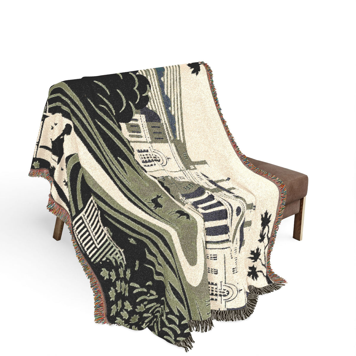 Elizabeth Bennet Walking to Pemberley Woven Blanket | Pride & Prejudice Manor Landscape