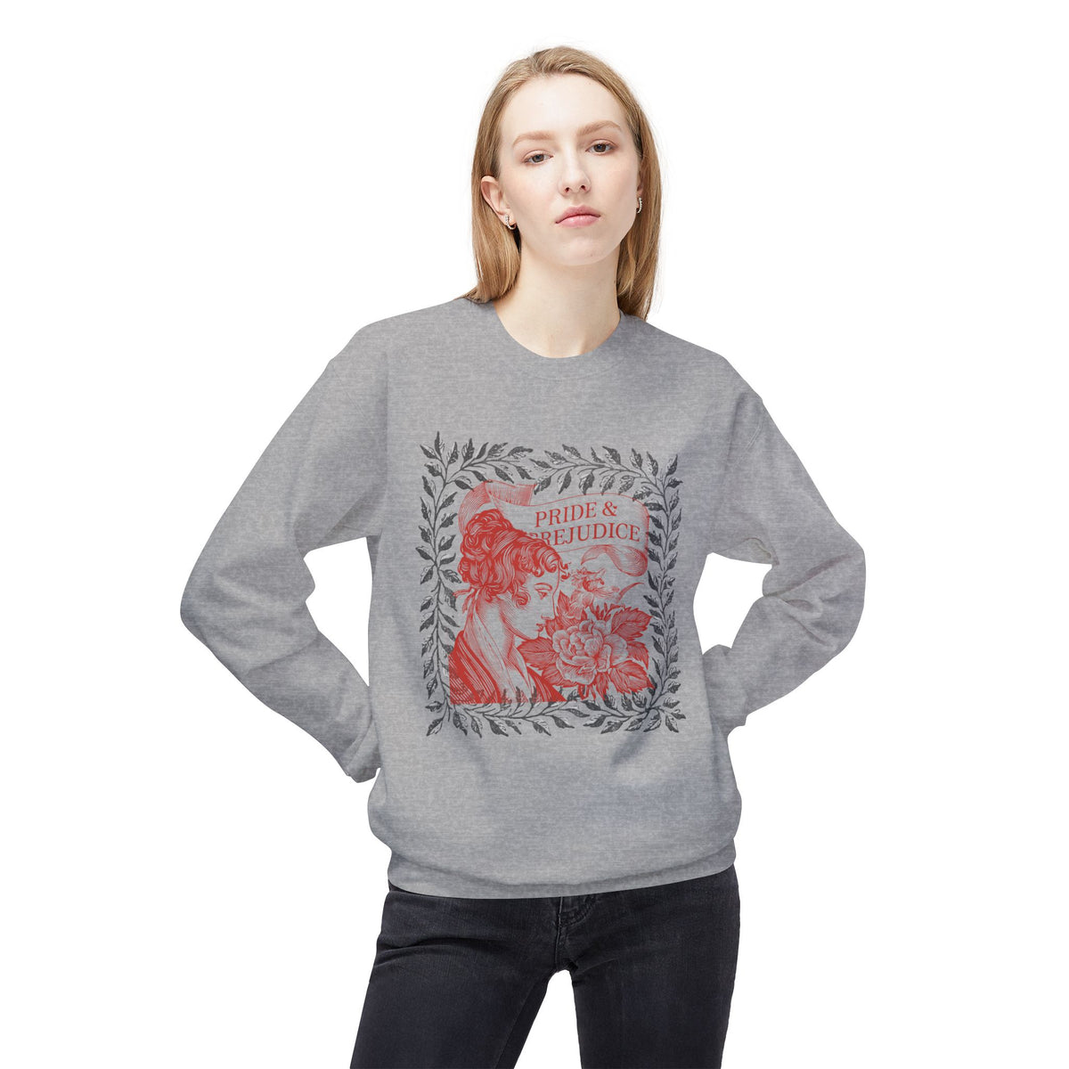 Pride & Prejudice Illustration Sweatshirt — Jane Austen Booklover Crewneck (Derbyshire Coordinates)