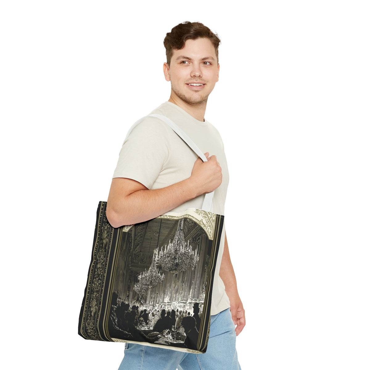 Regency Ballroom Chandelier Tote Bag | Vintage Ballroom Scene