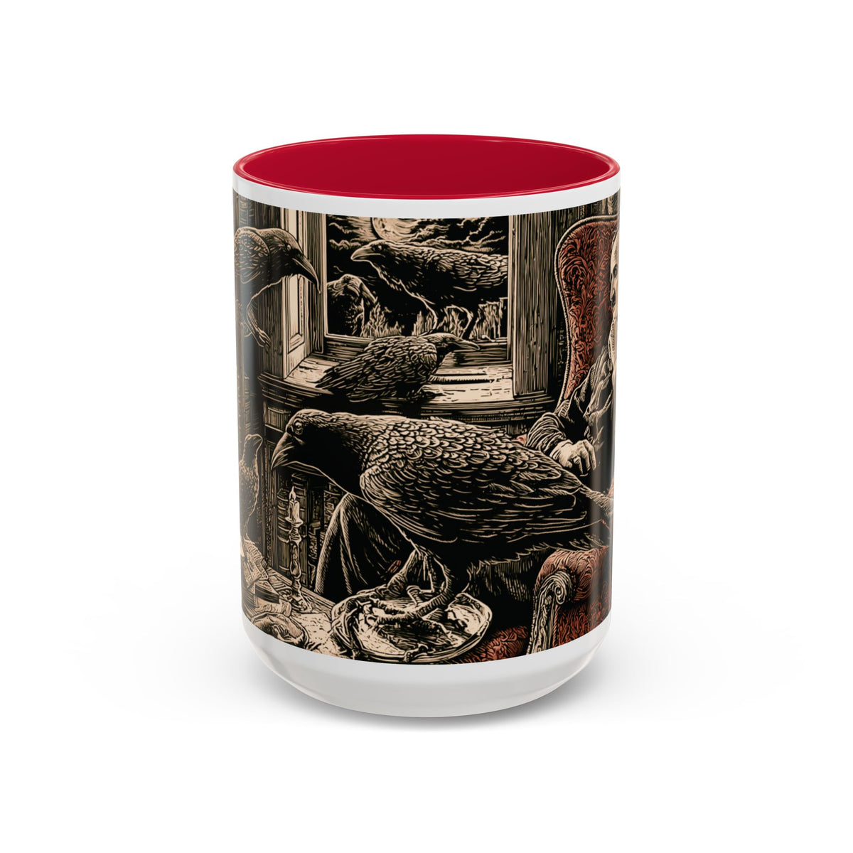 Edgar Allan Poe Raven Portrait Mug | Ceramic Coffee Cup