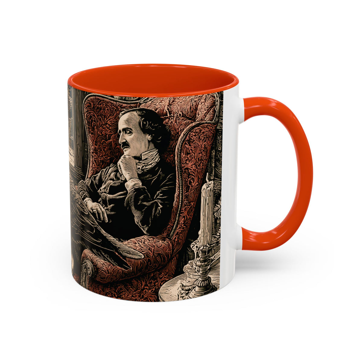 Edgar Allan Poe Raven Portrait Mug | Ceramic Coffee Cup