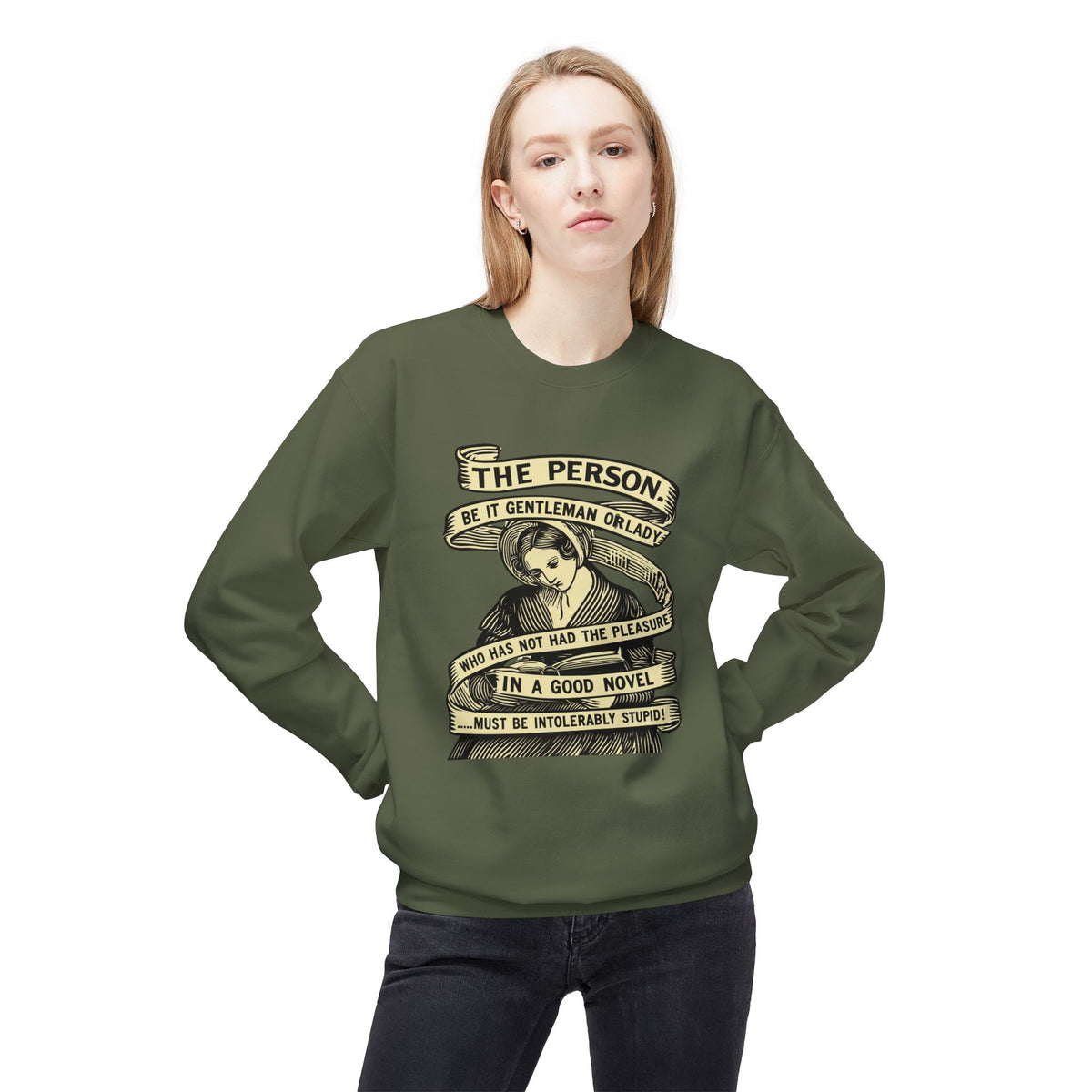 Sweatshirt — "The Person...must be intolerably stupid" Vintage Book Lover Crewneck